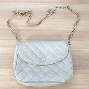 Beige Bag Leather‎ Crossbody Sling Quilted Purse Neutral Formal Classic INGEBORG